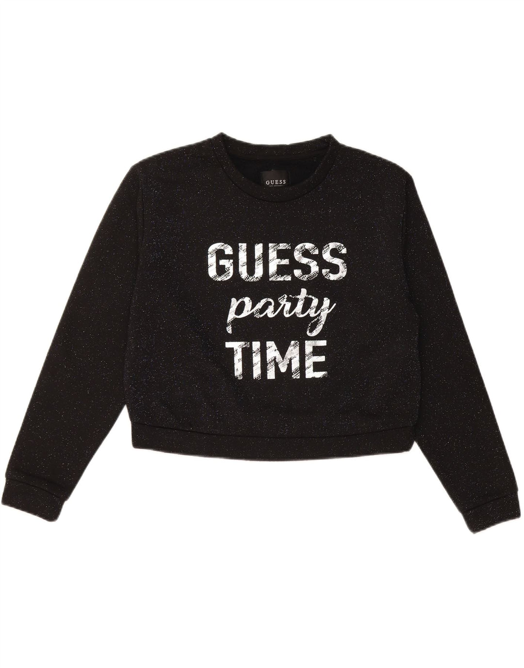 GUESS Sweat-shirt court surdimensionné pour femme UK 10 Petit noir moucheté