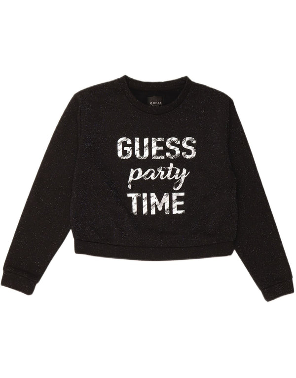 GUESS Sweat-shirt court surdimensionné pour femme UK 10 Petit noir moucheté
