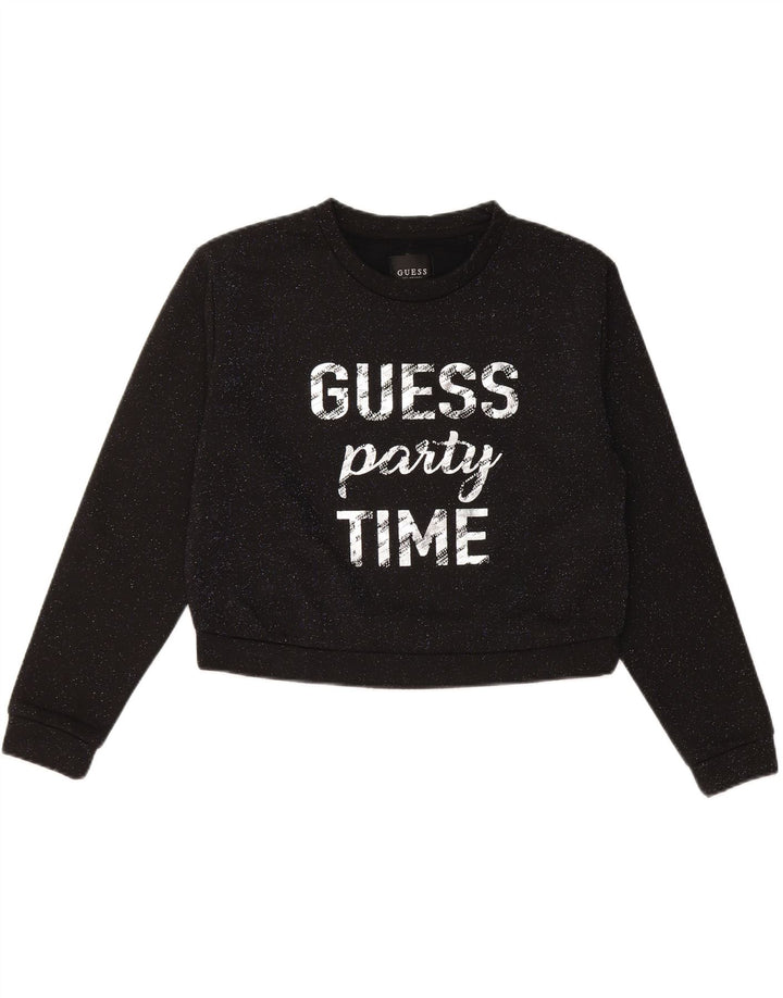 GUESS Sweat-shirt court surdimensionné pour femme UK 10 Petit noir moucheté