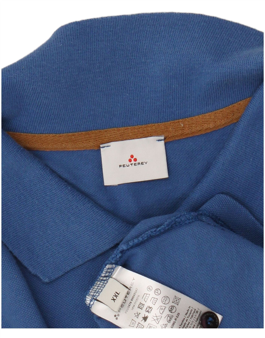 PEUTEREY Polo Garçon 15-16 ans 2XL Bleu Coton