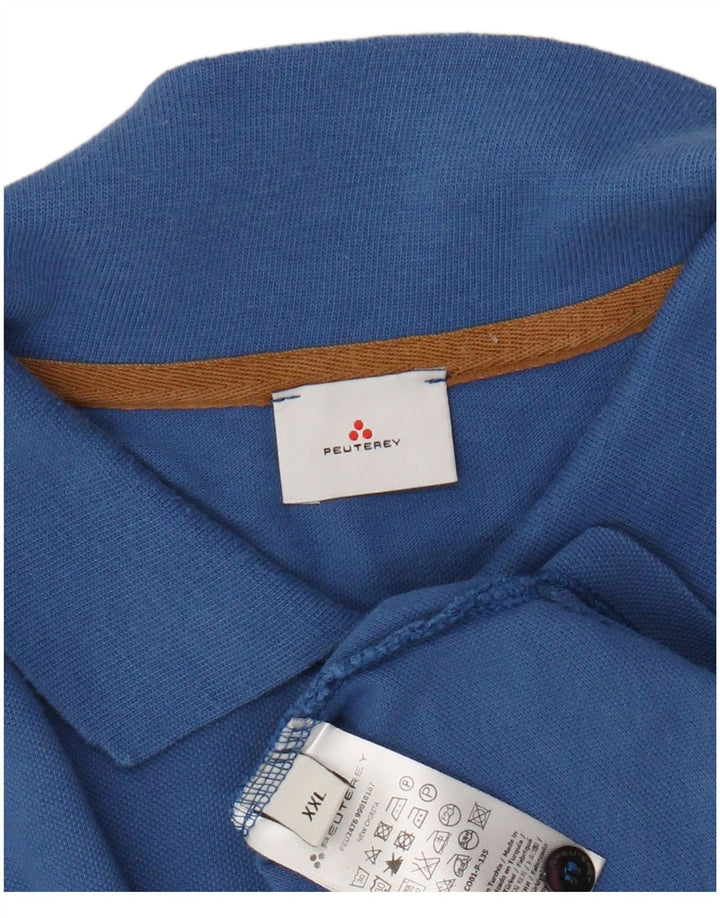 PEUTEREY Polo Garçon 15-16 ans 2XL Bleu Coton