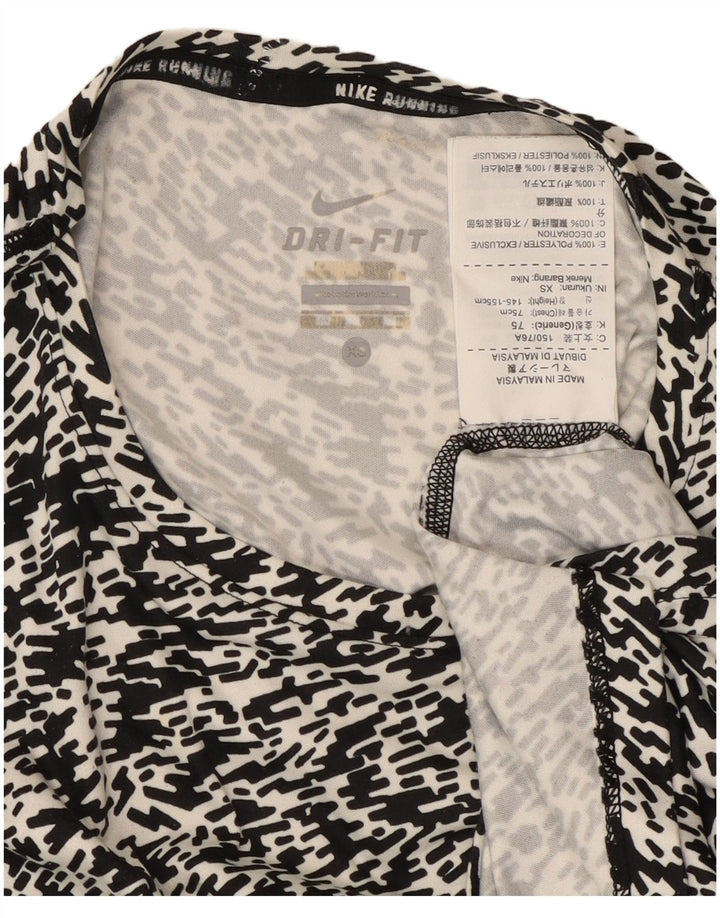 Nike Womens Dri Fit T-Shirt Top UK 6 XS Noir Moucheté Polyester