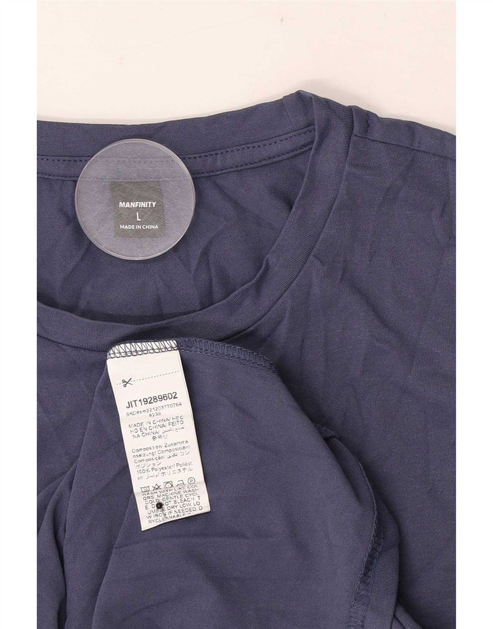 Manfinity T-Shirt Graphique Homme Haut Large Bleu Marine Polyester