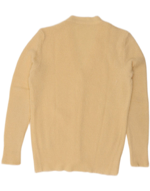 vintage Femme Cardigan Pull UK 12 Jaune Moyen