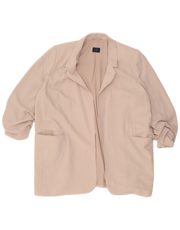 Marks & Spencer Veste blazer ouverte à manches 3/4 pour femme UK 22 3XL Beige