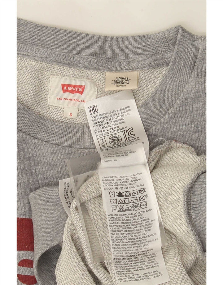 Levi's Graphic Sweatshirt Jumper Small Homme Gris Coton