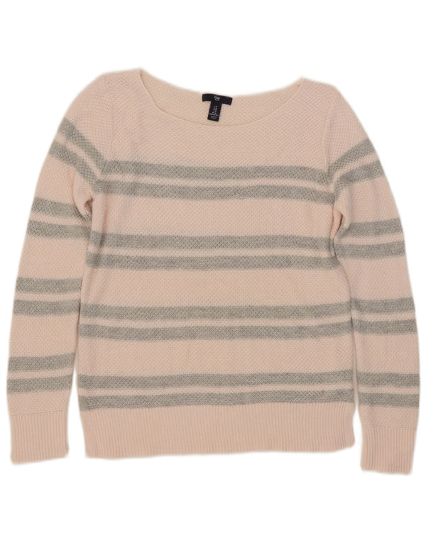Gap Pull Col Bateau Femme UK 14 Coton Rayé Rose Moyen