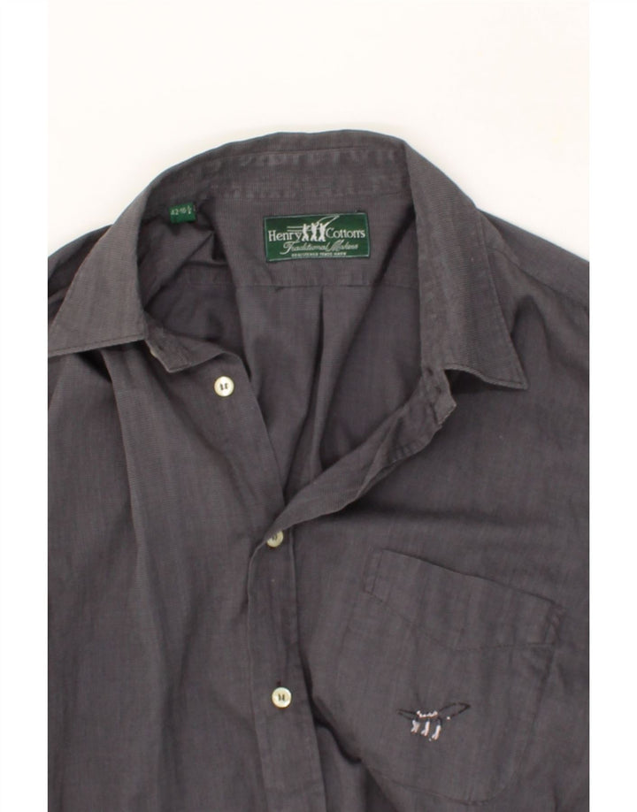 HENRY COTTONS Mens Shirt Size 42 16 1/2 Large Grey Cotton Vintage Henry Cottons and Second-Hand Henry Cottons from Messina Hembry 