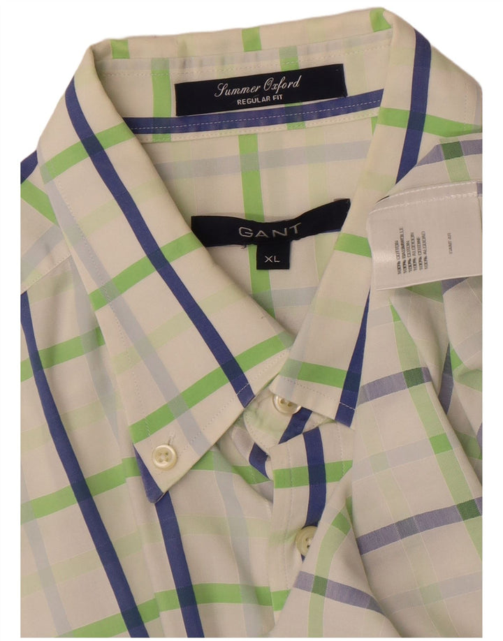 GANT Chemise Regular Fit XL Coton à Carreaux Blanc Homme