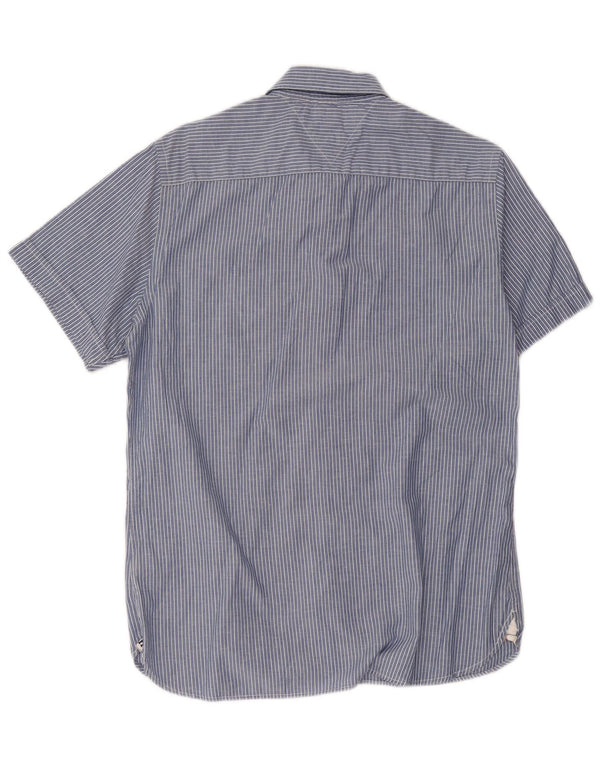 Tommy Hilfiger Chemise à manches courtes homme en coton à fines rayures bleu moyen
