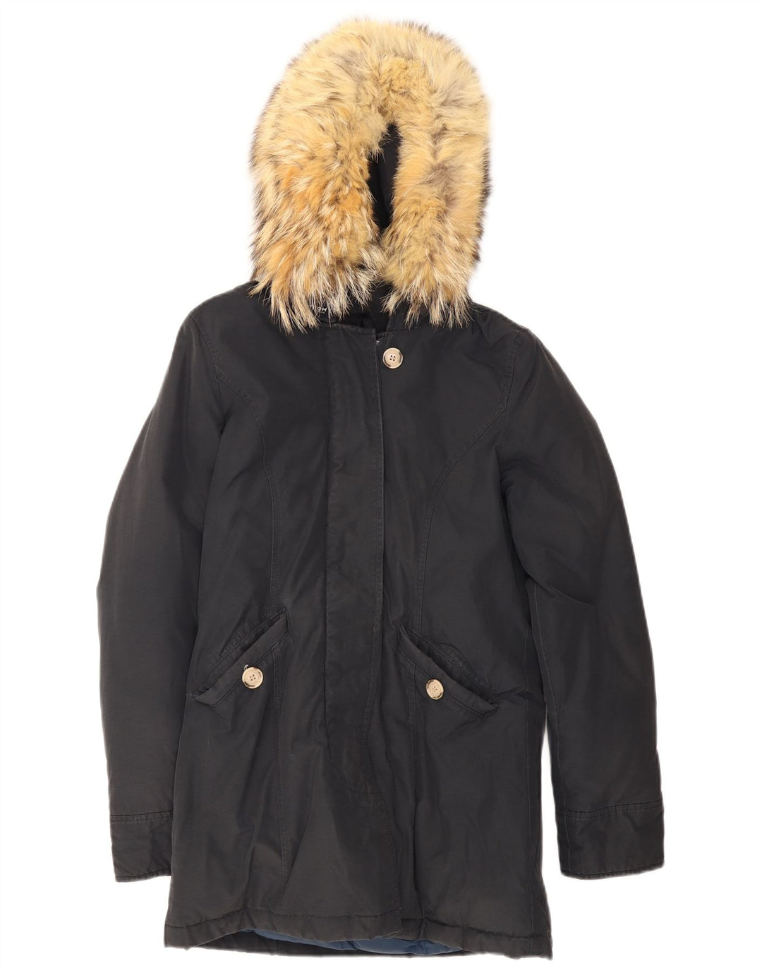 Woolrich Parka à capuche pour femme UK 6 XS Bleu marine