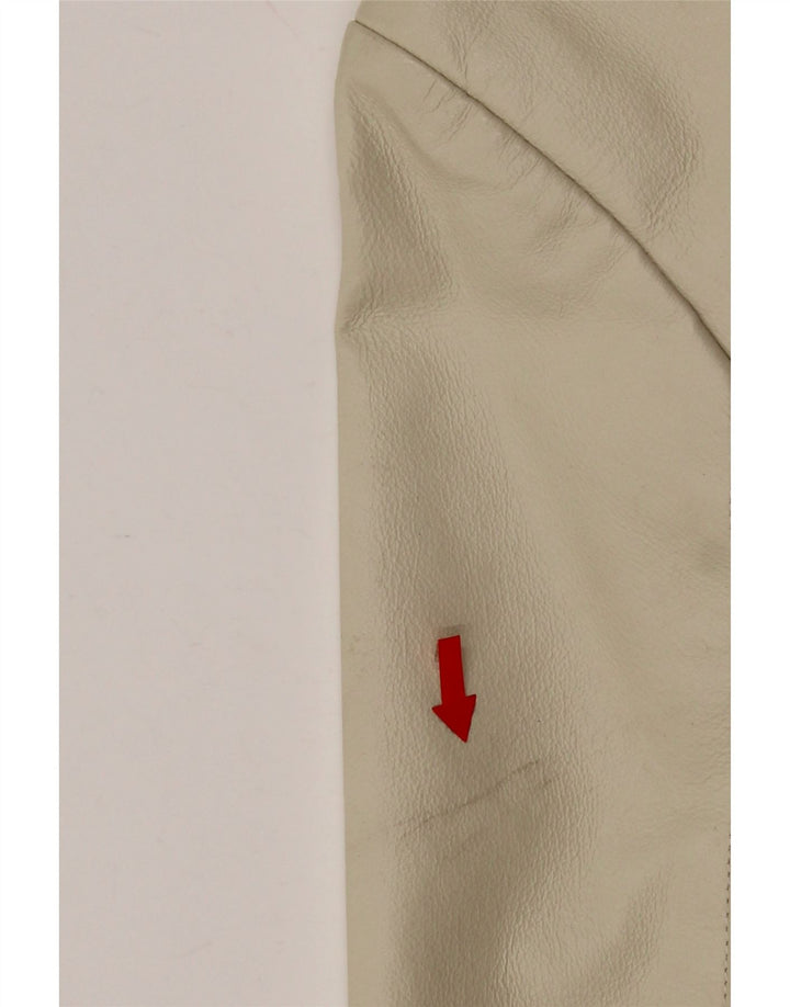 manteau en cuir femme vintage UK 12 Cuir Beige Moyen