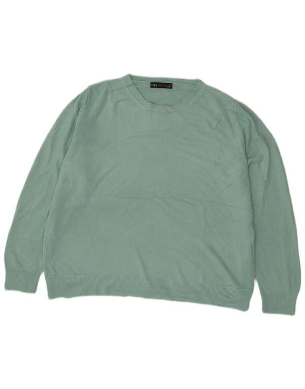 Marks & Spencer Pull ras du cou pour femme UK 22 3XL Vert Acrylique