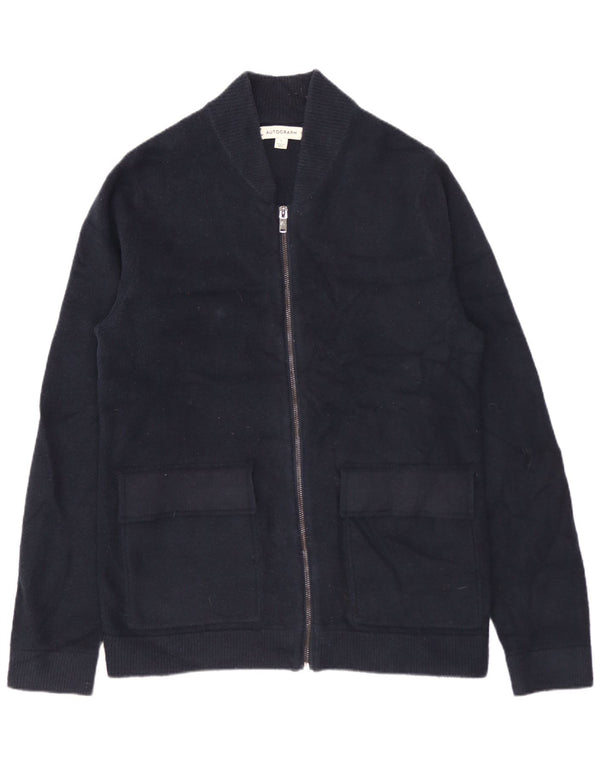 MARKS & SPENCER Pull Cardigan Autograph Homme Petit Bleu Marine Polyamide