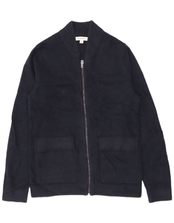 MARKS & SPENCER Pull Cardigan Autograph Homme Petit Bleu Marine Polyamide