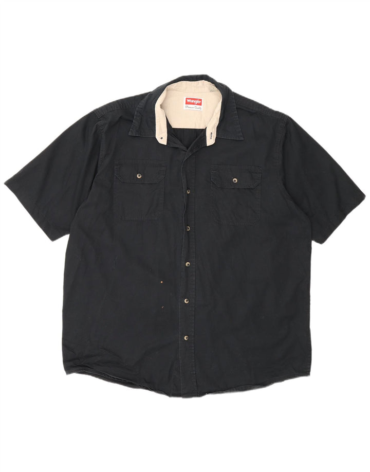 Wrangler Chemise à manches courtes pour homme Grand coton noir