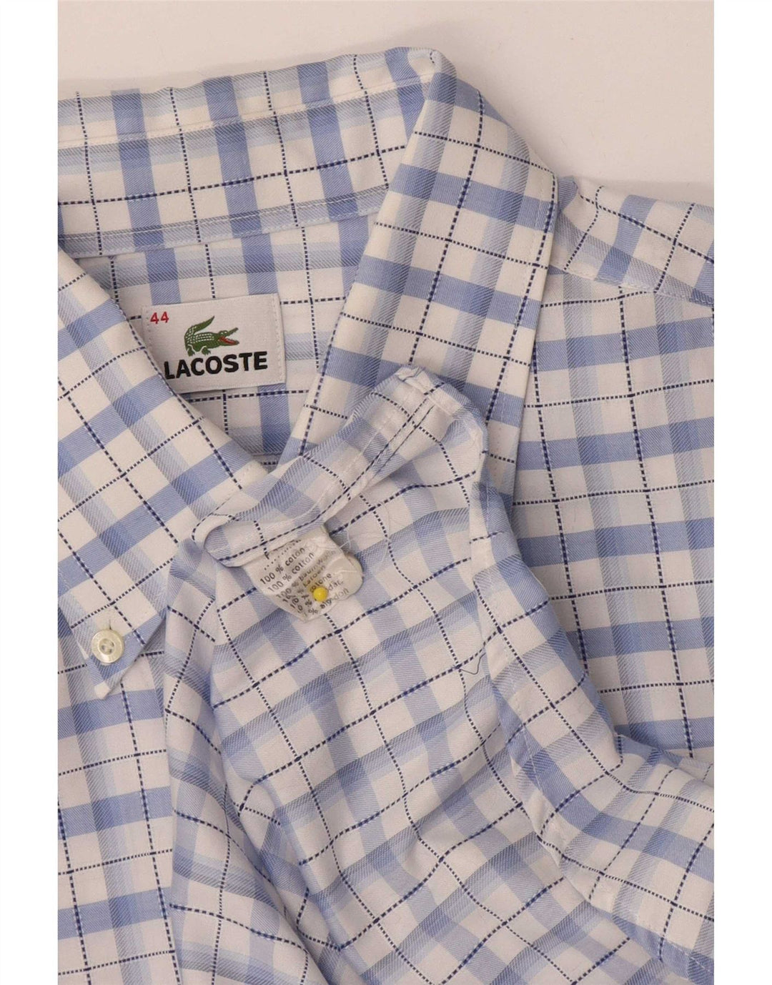 Lacoste Chemise Homme Taille 44 XL Bleu Check Coton