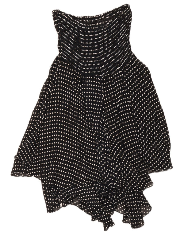 Robe bustier asymétrique femme vintage UK 18 XL Viscose à pois noirs