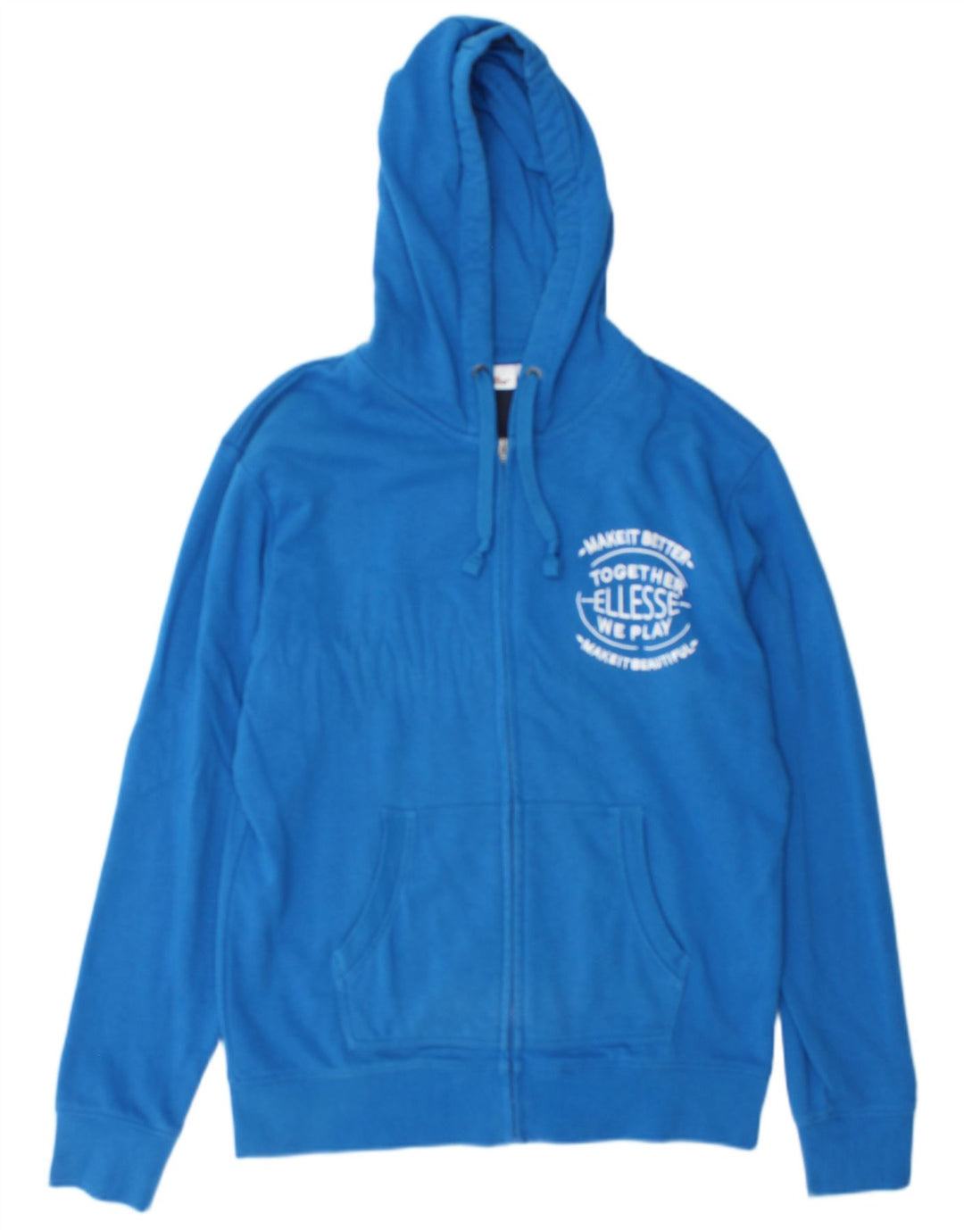 Ellesse Pull à capuche zippé graphique en coton bleu moyen |