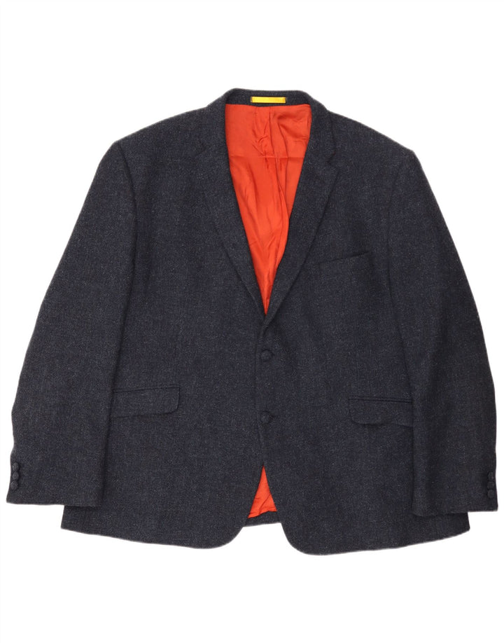 Shetland Mens 2 Bouton Blazer Veste Taille 52 3XL Bleu Marine Laine