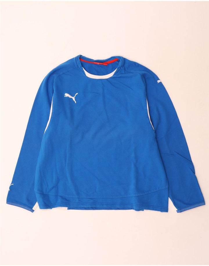 Puma Haut à manches longues pour femme UK 14 Bleu moyen Colourblock Cotton
