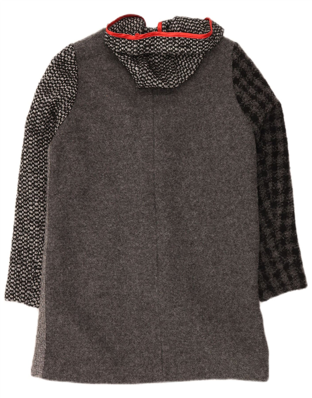 DESIGUAL Manteau à capuche graphique pour femme EU 40 Gris moyen à carreaux