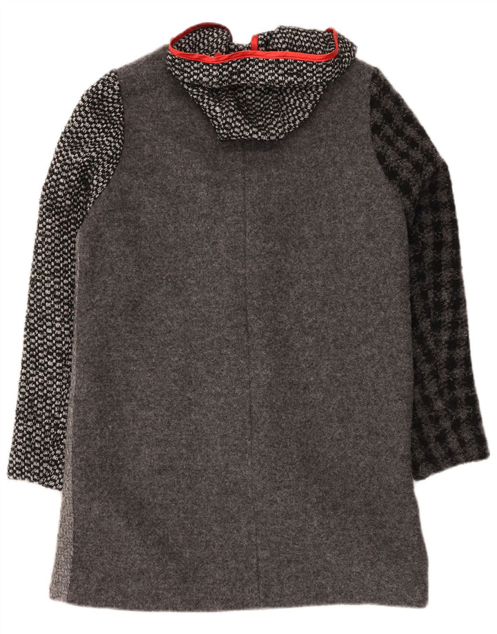 DESIGUAL Manteau à capuche graphique pour femme EU 40 Gris moyen à carreaux