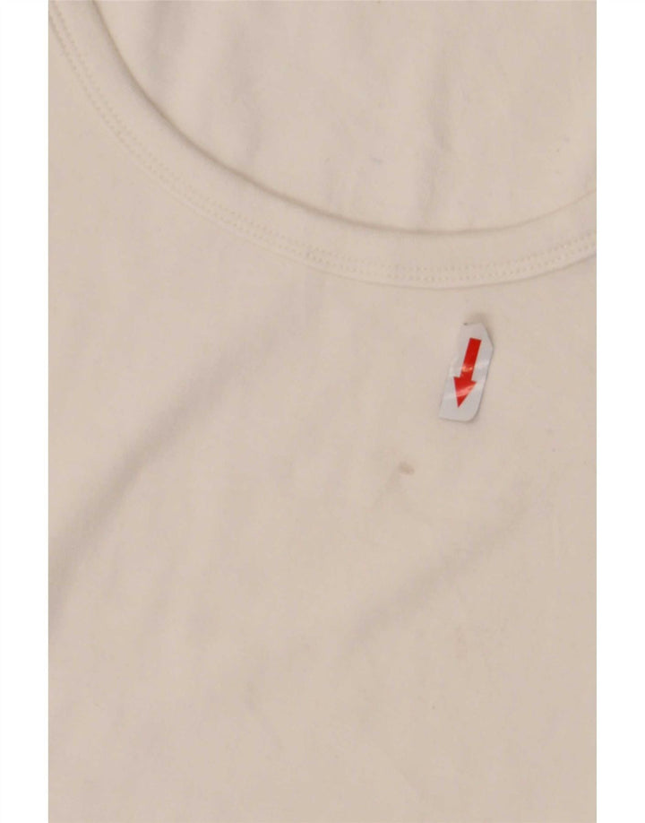 Zara Womens Crop Top Manches Longues UK 12 Moyen Blanc Coton