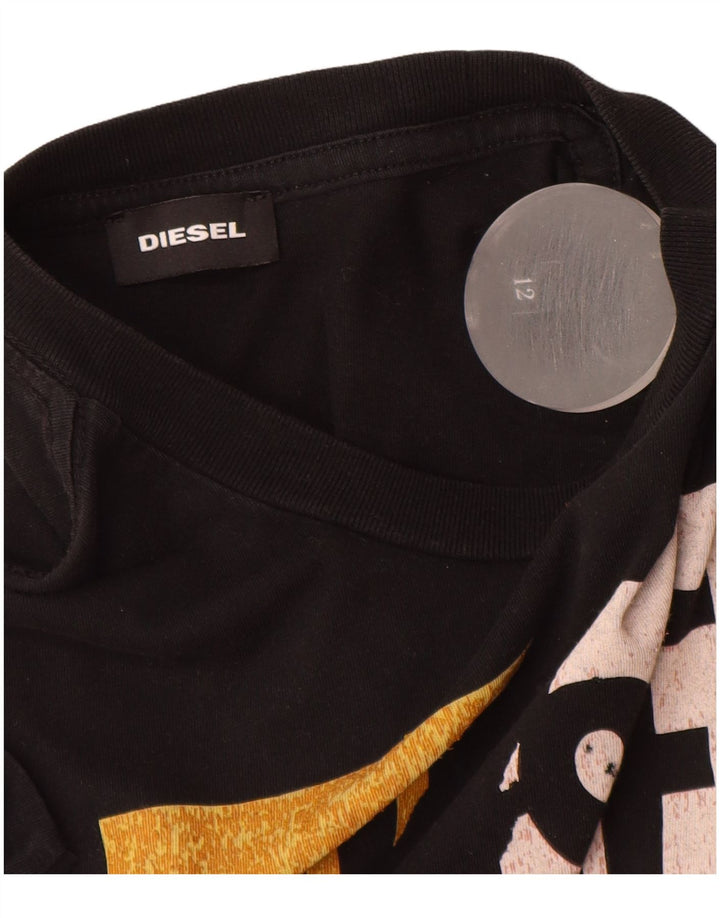 DIESEL T-Shirt Graphique Garçon 11-12 ans Noir