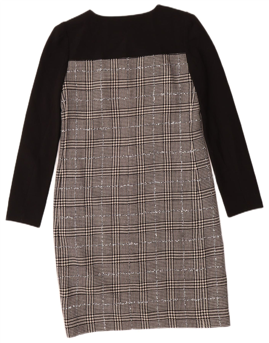 JAEGER Robe fourreau à manches longues pour femme UK 8 Petite laine pied-de-poule noire