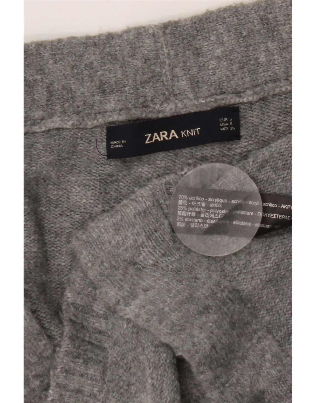 Zara Womens Cardigan Oversize Pull UK 10 Petit Gris Acrylique