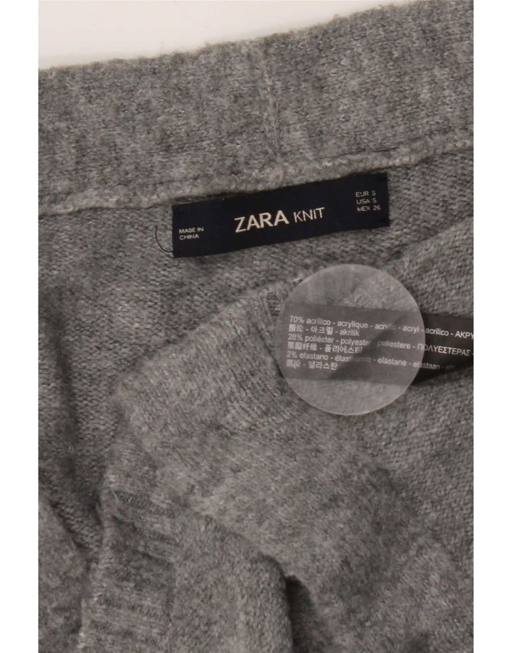 Zara Womens Cardigan Oversize Pull UK 10 Petit Gris Acrylique
