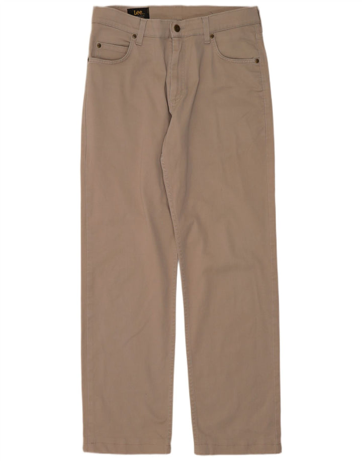 LEE Pantalon décontracté droit Brooklyn pour homme W33 L30 Beige Coton