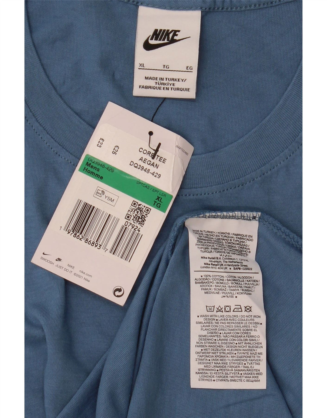 Nike T-Shirt Homme Top XL Bleu Coton