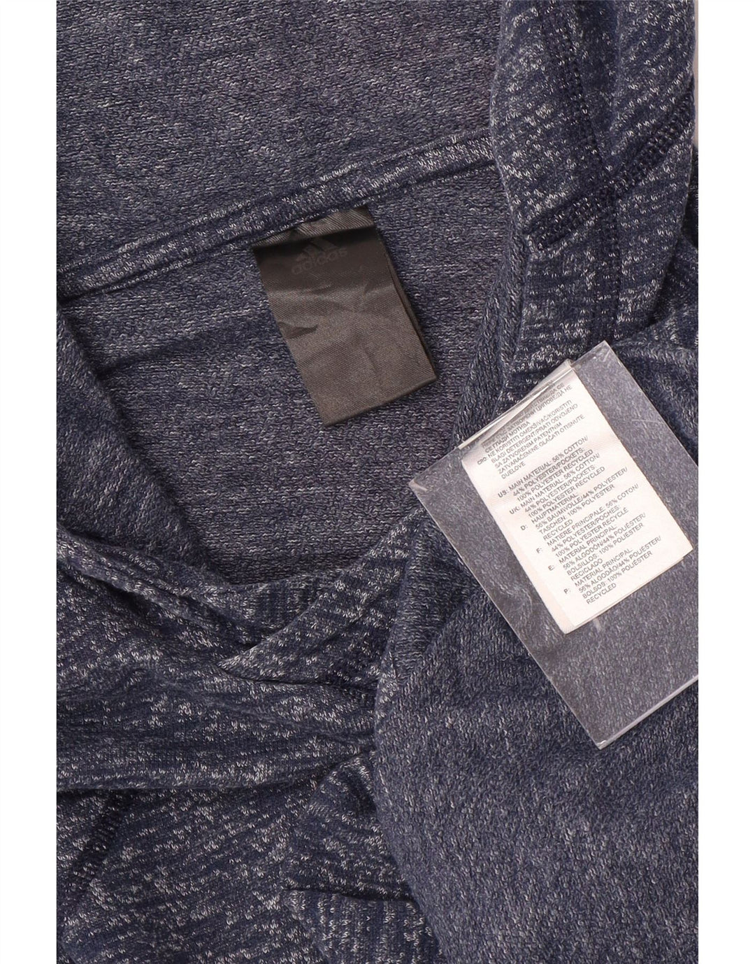 ADIDAS Pull à capuche à manches courtes pour homme en coton moucheté bleu marine