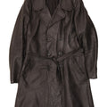 vintage Mens Double Breasted Leather Coat UK 38 Moyen Noir