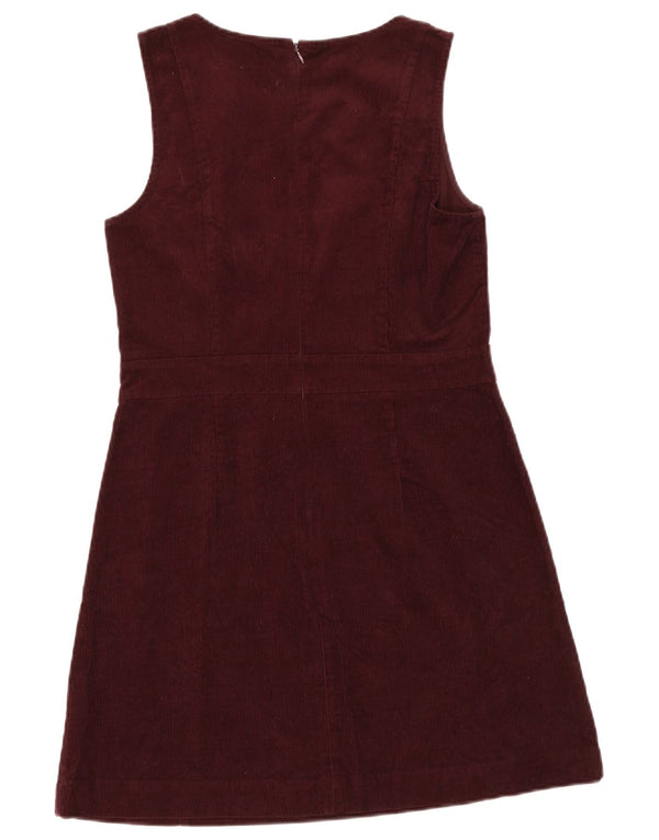 Oasis Robe trapèze sans manches en velours côtelé pour femme UK 12 Coton bordeaux moyen