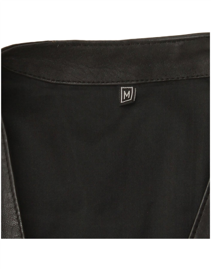 VINTAGE Gilet en cuir homme noir moyen