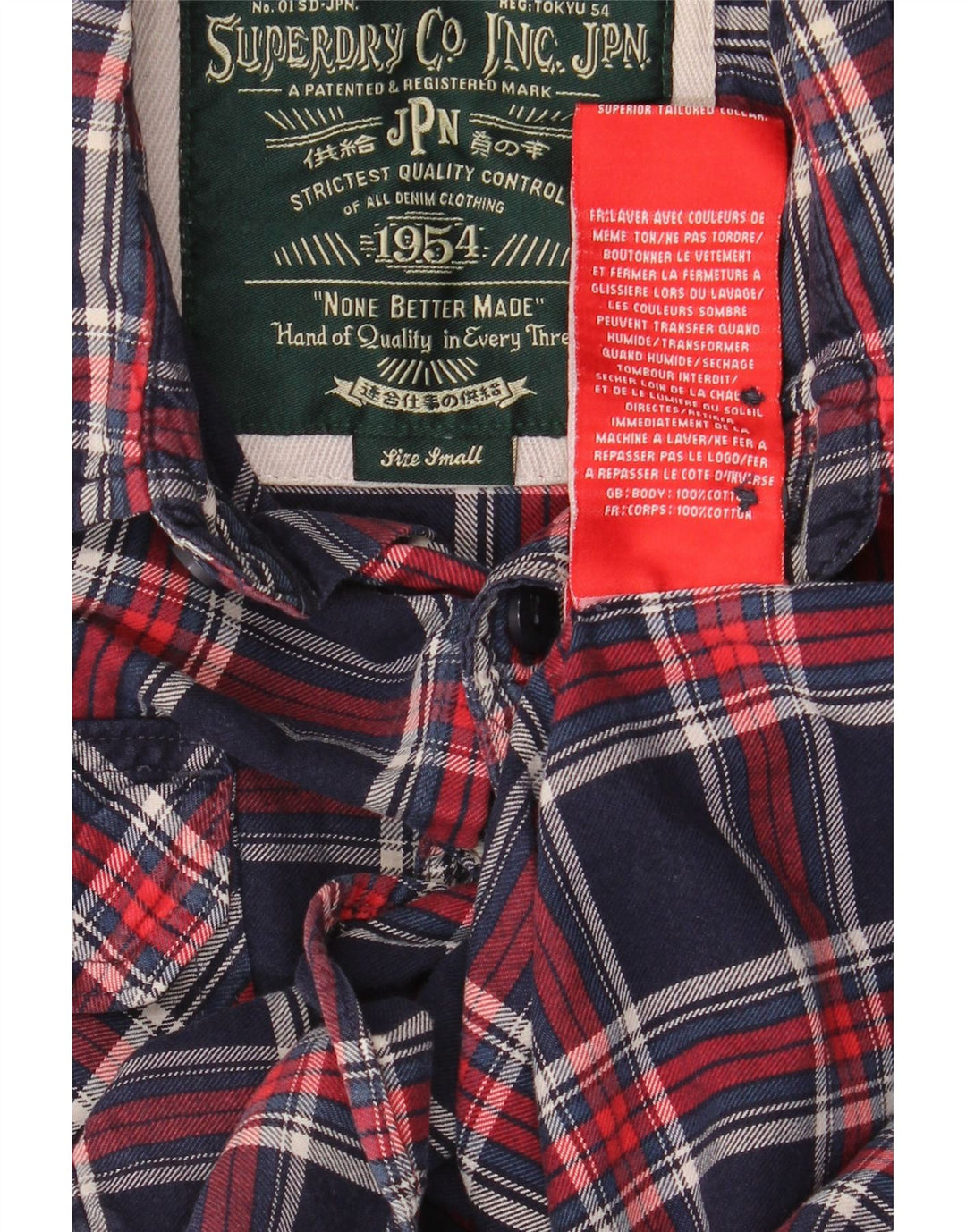Superdry Chemise en flanelle à petits carreaux bleu marine en coton
