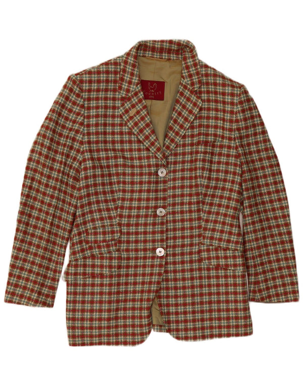 Country Veste blazer à 3 boutons pour femme UK 14 Grand carreaux rouges