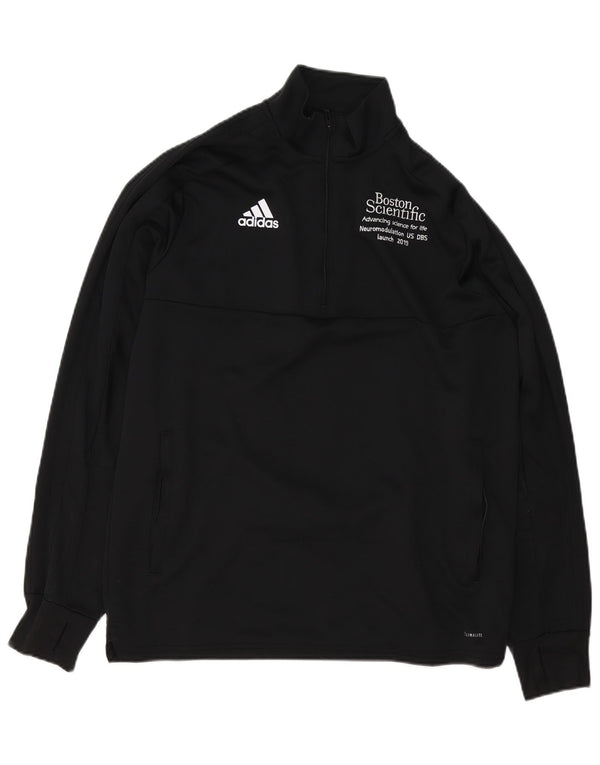 Adidas Climalite Graphic Sweat-shirt à col zippé pour homme Noir Taille L