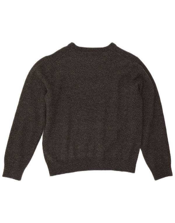 Lacoste Womens Boat Neck Jumper Sweater UK 14 Medium Grey Wool