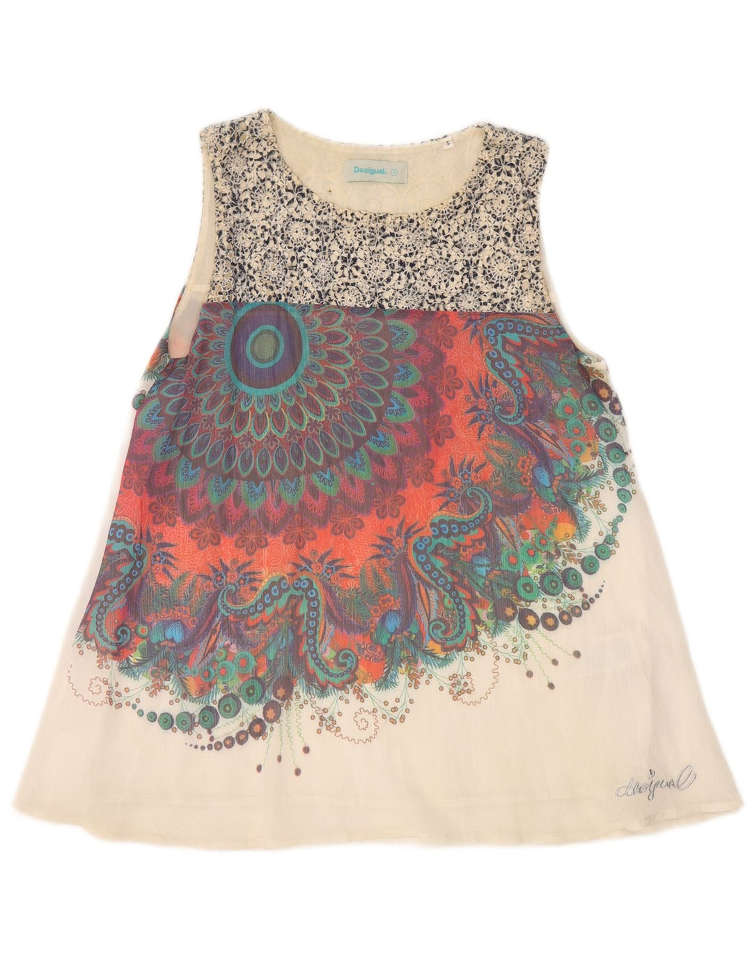 DESIGUAL Chemisier graphique pour femme UK 10 Petit motif cachemire multicolore