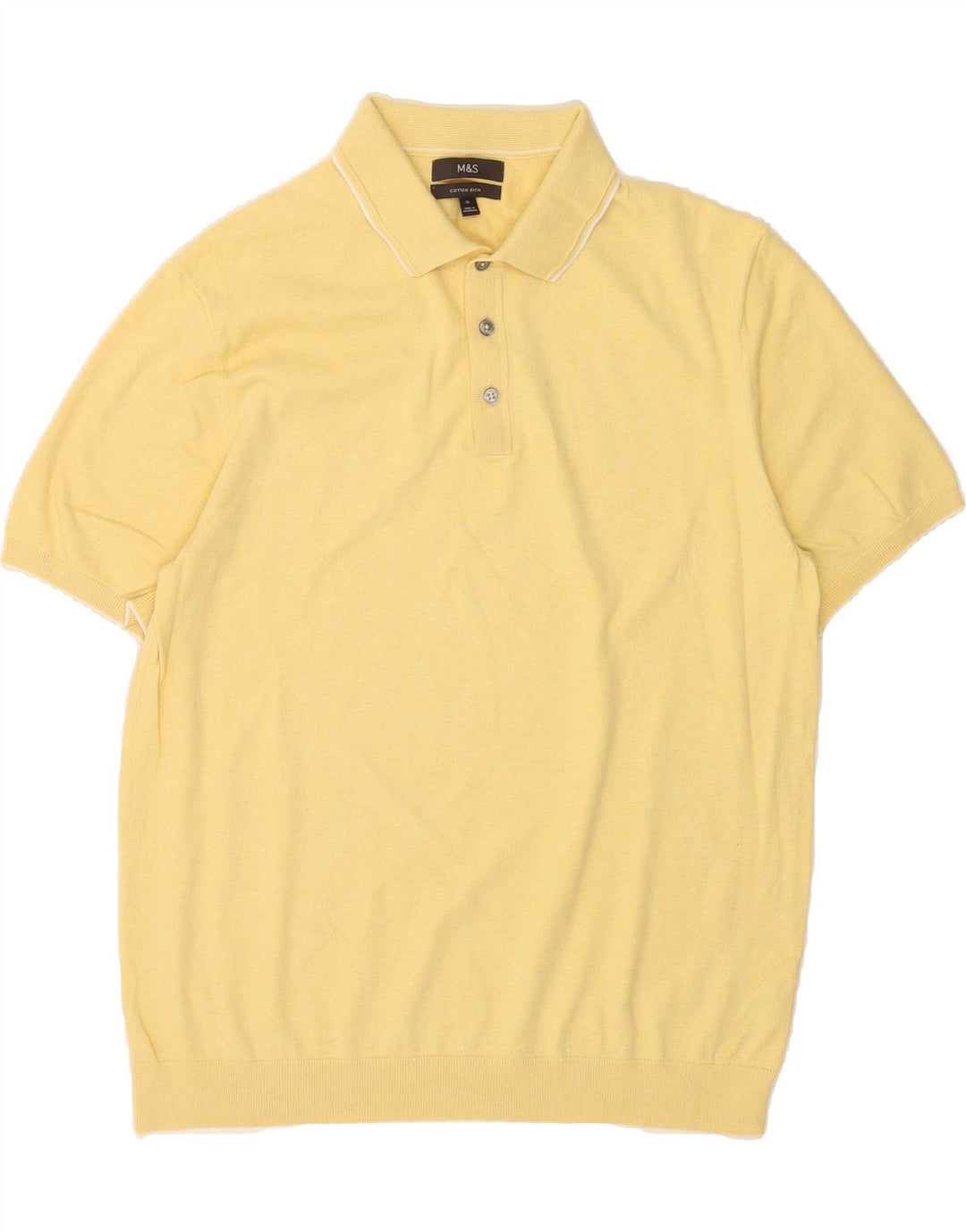 MARKS & SPENCER Mens Polo Shirt XL Yellow Cotton Vintage Marks & Spencer and Second-Hand Marks & Spencer from Messina Hembry 