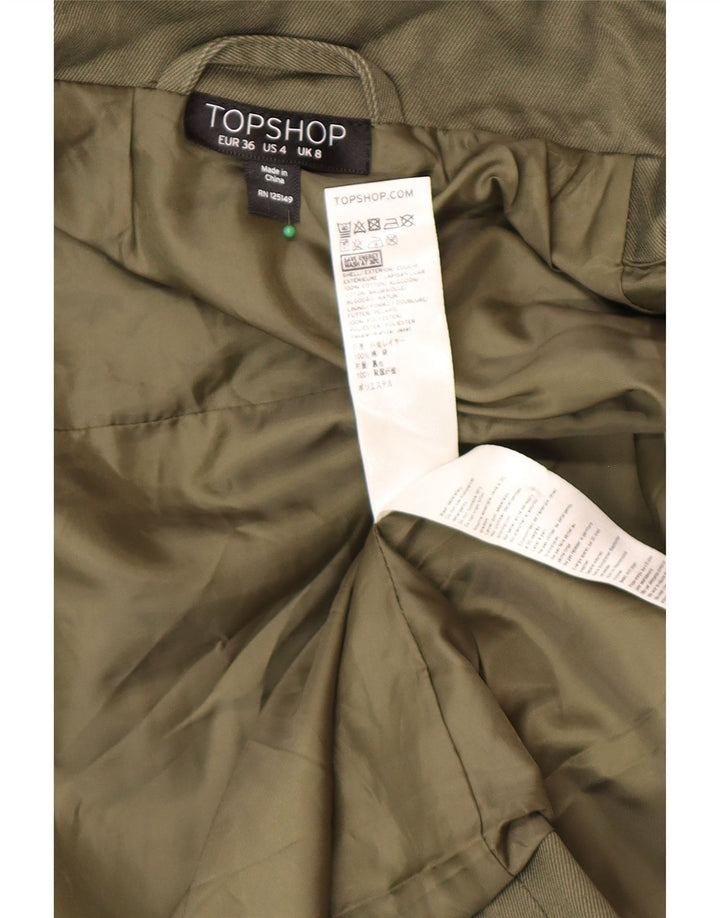 Topshop Veste utilitaire pour femme UK 8 Small Kaki Coton