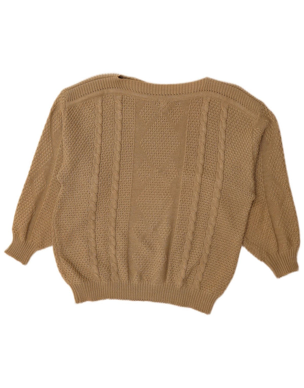 vintage Femmes Surdimensionné Col Bateau Pull Pull EU 48 2XL Marron