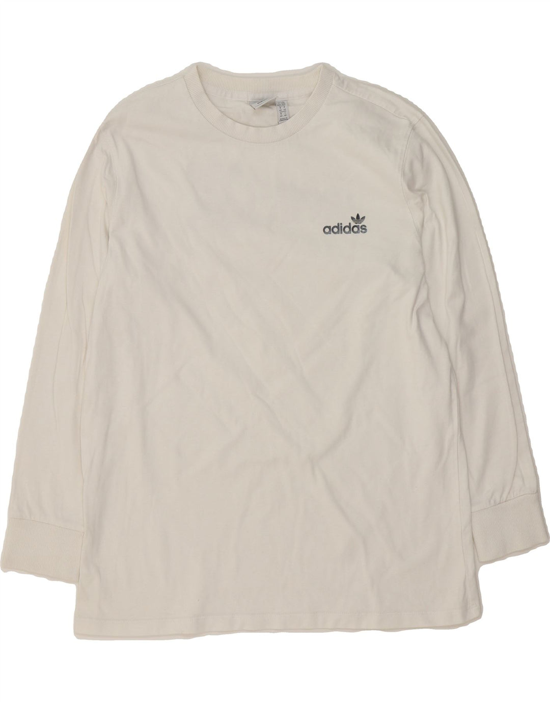 ADIDAS Womens Graphic Top Long Sleeve UK 14 Large White Vintage Adidas and Second-Hand Adidas from Messina Hembry 