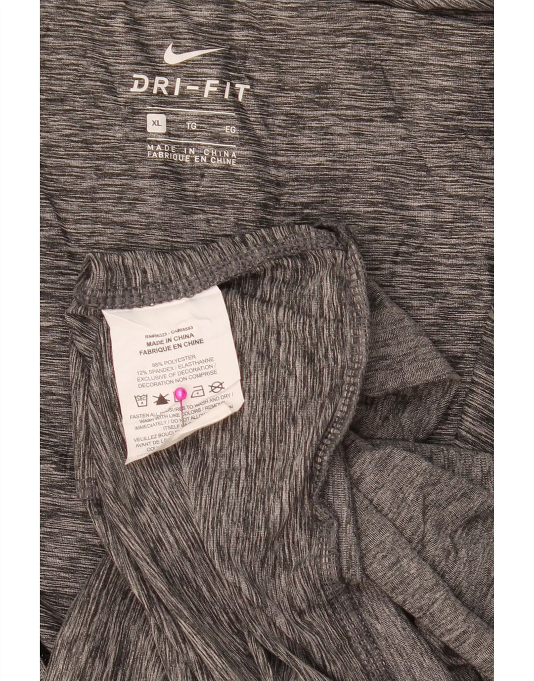 NIKE Pull à capuche zippé Dri Fit pour homme XL en polyester moucheté gris