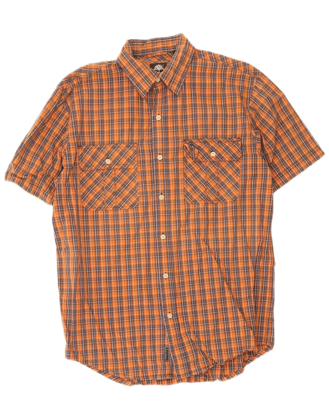 Timberland Chemise à manches courtes homme en coton à carreaux orange moyen