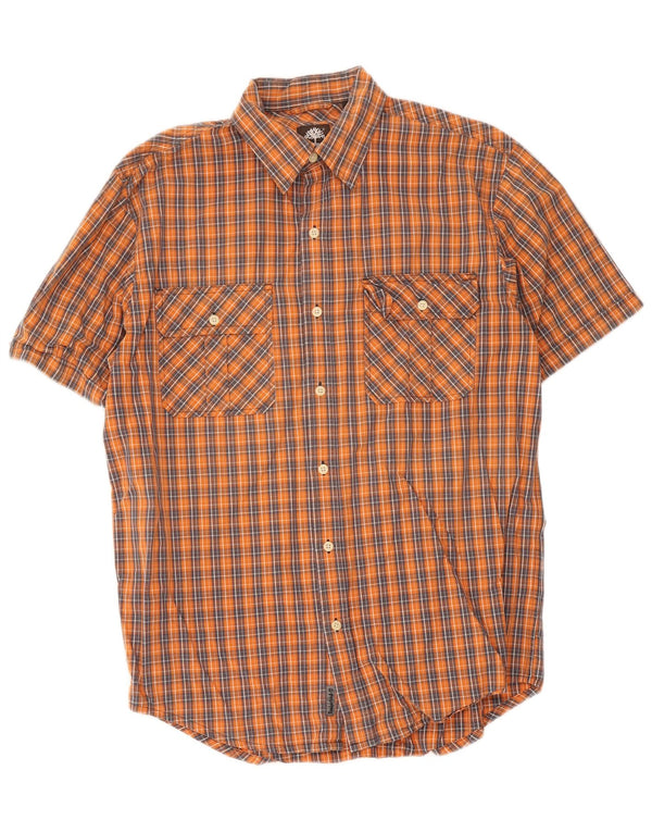 Timberland Chemise à manches courtes homme en coton à carreaux orange moyen
